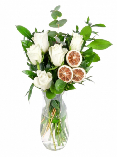 Vazoda Beyaz Gül Tasarım