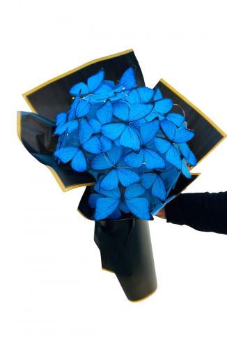 Işıklı Mavi Kelebek Buket 