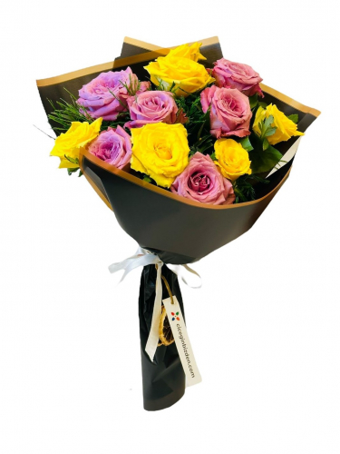 Lila ve Sarı Gül Buket