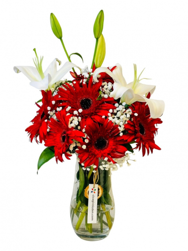 Vazoda Lilyum ve Kırmızı Gerberalar
