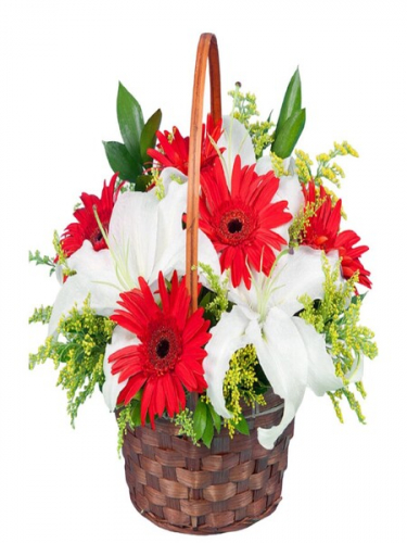 Çiçek Sepetinde Lilyum Ve Gerbera
